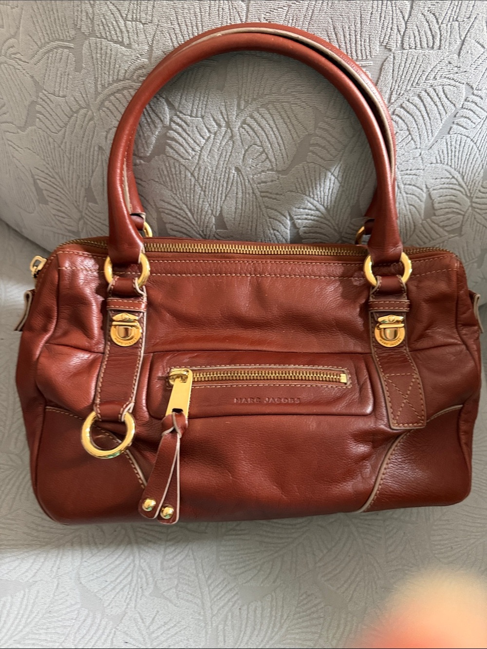 Marc Jacobs Brown Leather Satchel with Gold Hardware